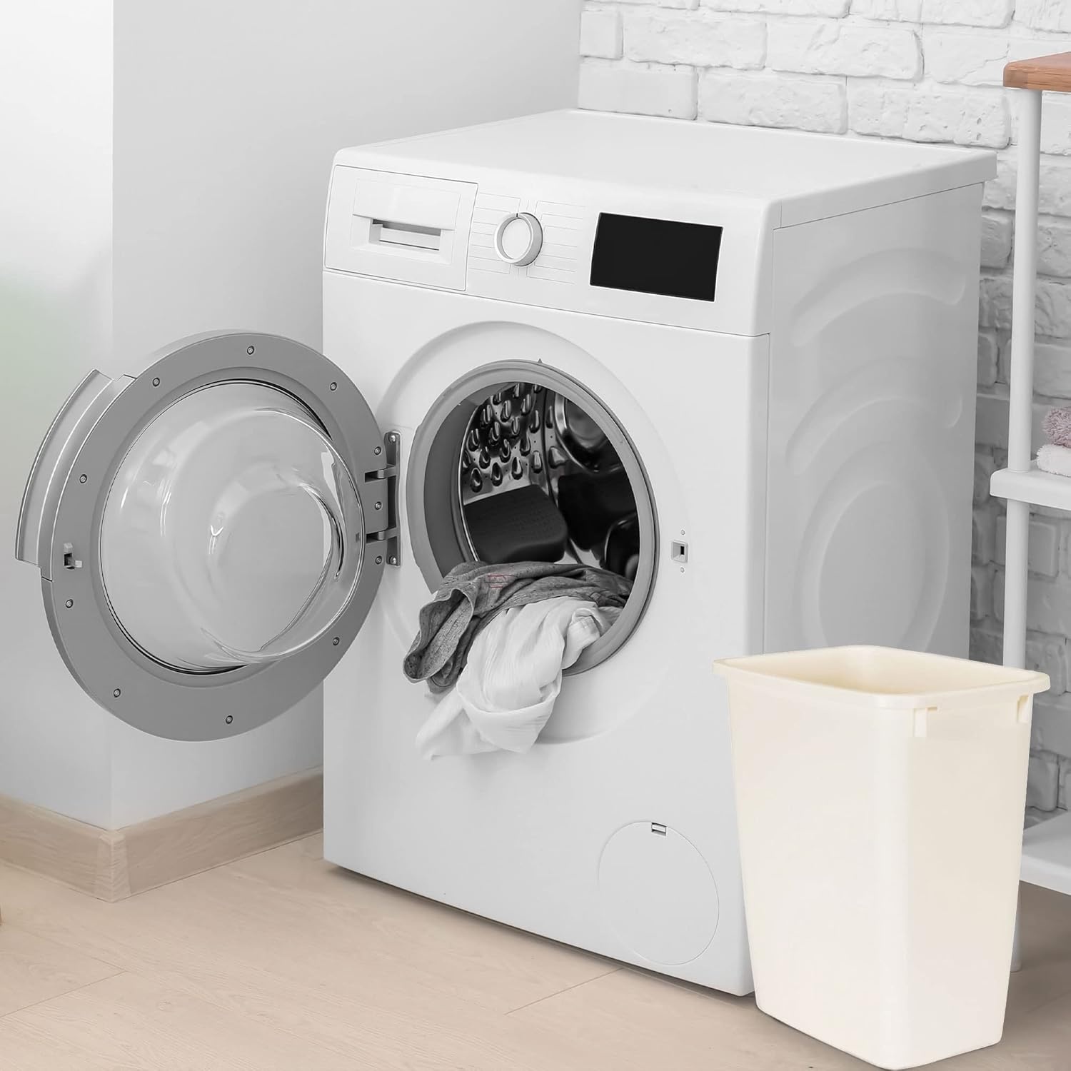 image:imageRubbermaid 21 Quart Traditional Kitchen Bathroom and Office Rectangular Plastic Open Wastebasket Trash Can Bisque