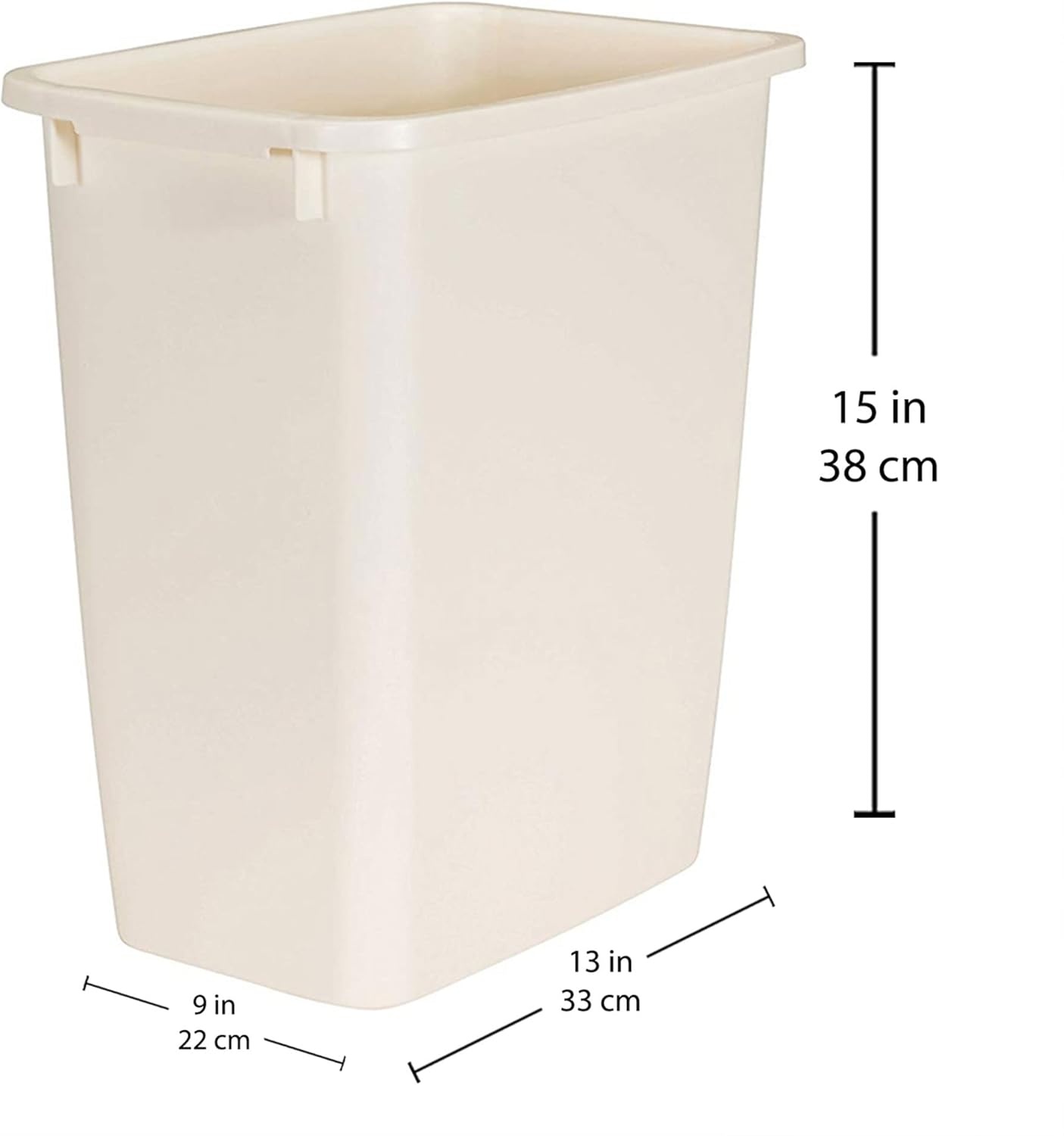 image:imageRubbermaid 21 Quart Traditional Kitchen Bathroom and Office Rectangular Plastic Open Wastebasket Trash Can Bisque