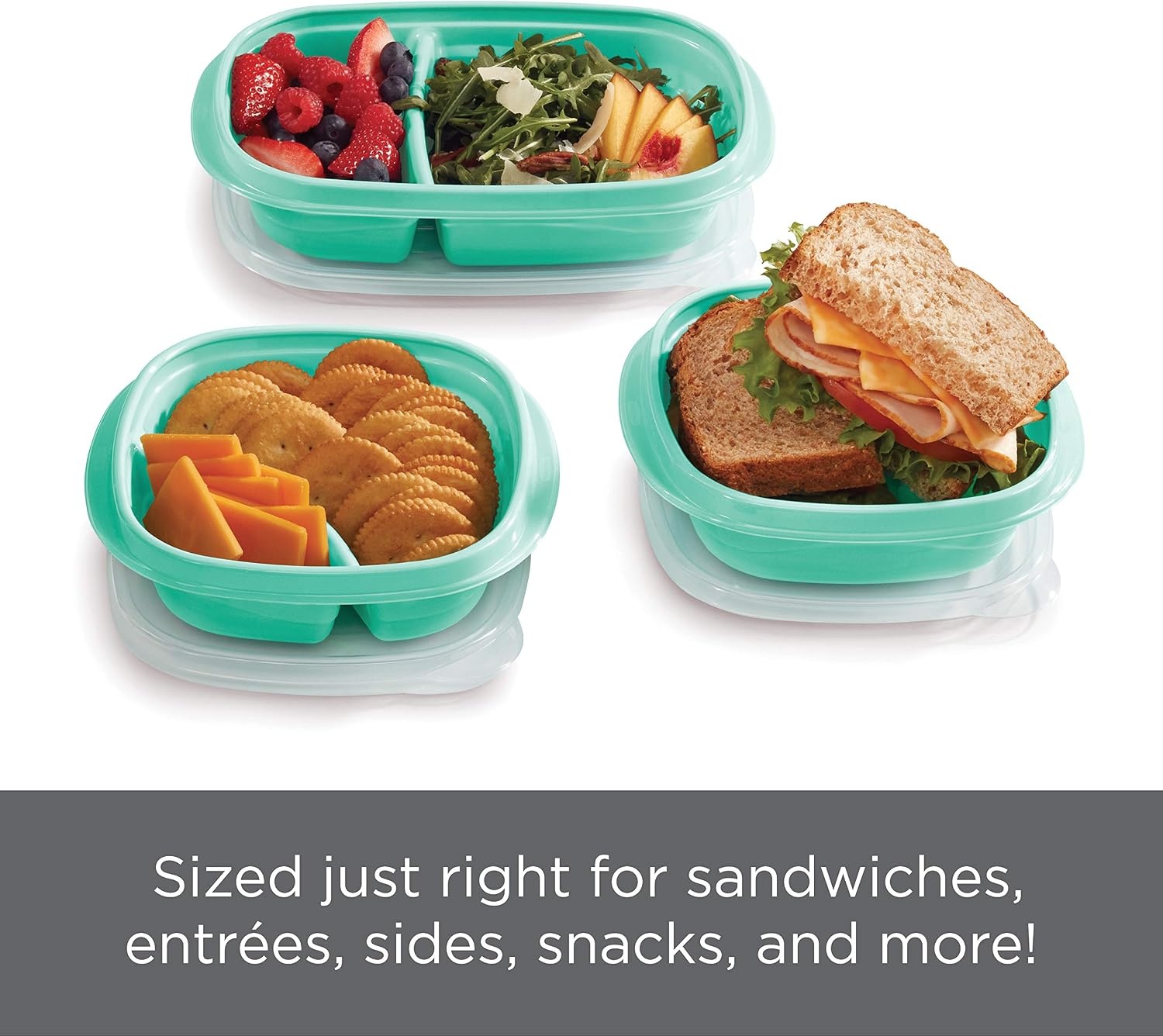 image:imageRubbermaid 50Piece Food Storage Containers Set with Lids Teal Splash Perfect for Lunch Meal Prep Leftovers amp More Top Rack Dishwasher Safe BPAFree Plastic