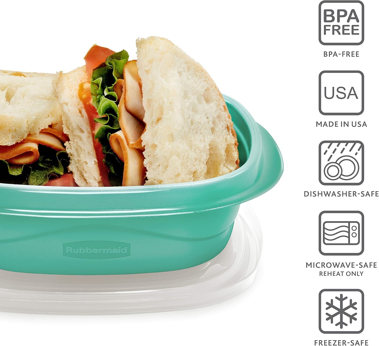image:imageRubbermaid 50Piece Food Storage Containers Set with Lids Teal Splash Perfect for Lunch Meal Prep Leftovers amp More Top Rack Dishwasher Safe BPAFree Plastic