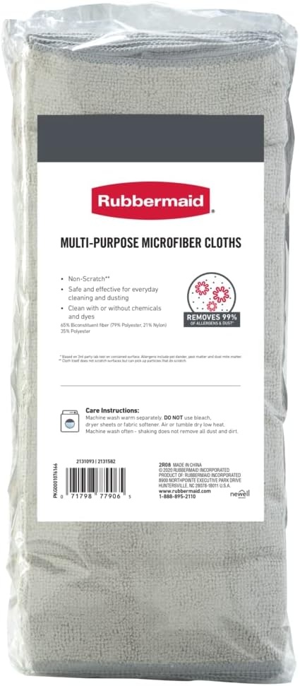 image:imageRubbermaid All Purpose Microfiber Cleaning Cloth Towels 50 Pack 12x12 NonScratch ReusableWashable for CleaningWipingPolishing for HomeKitchenCar24Pack
