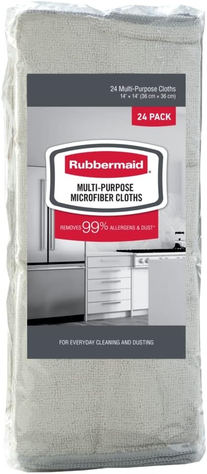 image:imageRubbermaid All Purpose Microfiber Cleaning Cloth Towels 50 Pack 12x12 NonScratch ReusableWashable for CleaningWipingPolishing for HomeKitchenCar24Pack