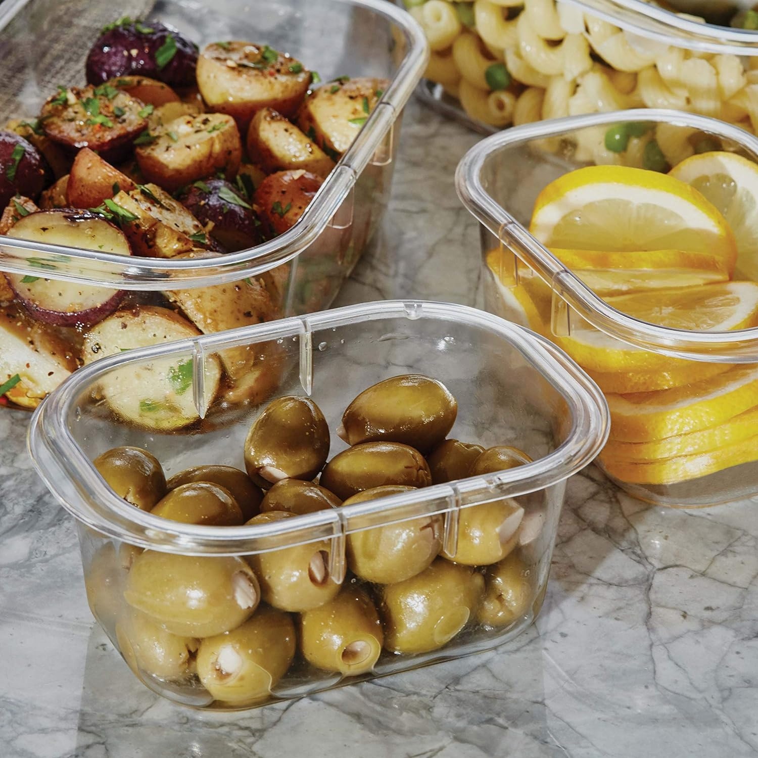 image:imageRubbermaid Brilliance BPAFree 3 Set Food Storage Containers with Lids Removable Trays Airtight LeakProof Ideal for Meal Prep Lunch and Leftovers10Piece