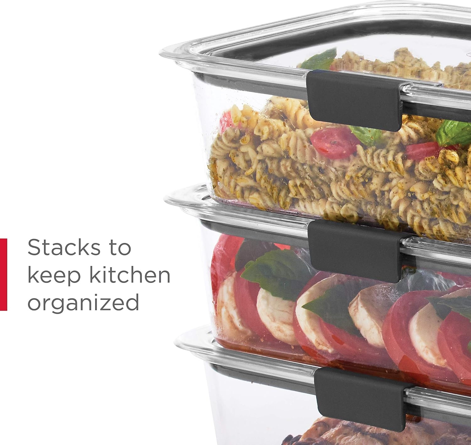 image:imageRubbermaid Brilliance BPAFree 3 Set Food Storage Containers with Lids Removable Trays Airtight LeakProof Ideal for Meal Prep Lunch and Leftovers14Piece