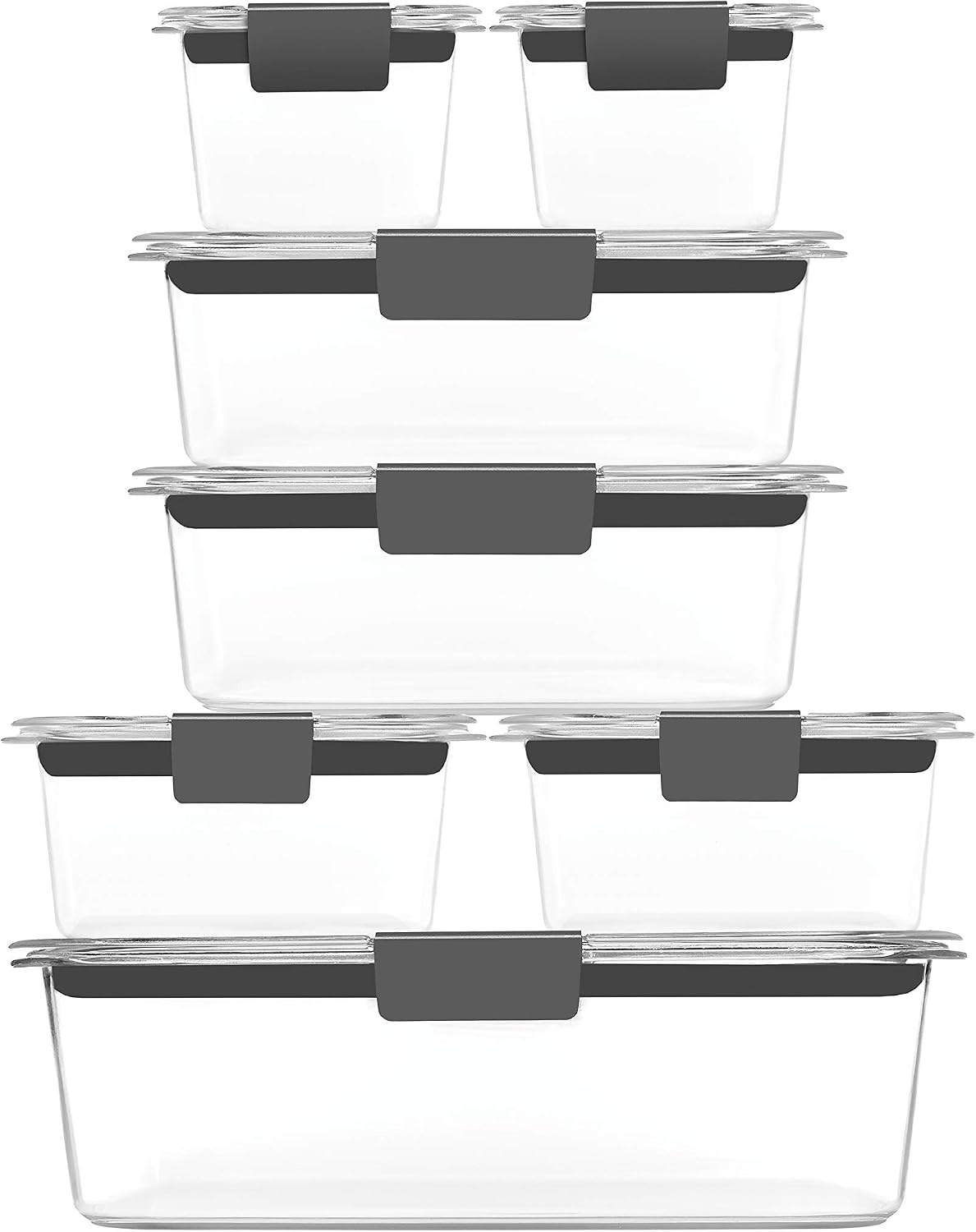 image:imageRubbermaid Brilliance BPAFree 3 Set Food Storage Containers with Lids Removable Trays Airtight LeakProof Ideal for Meal Prep Lunch and Leftovers14Piece