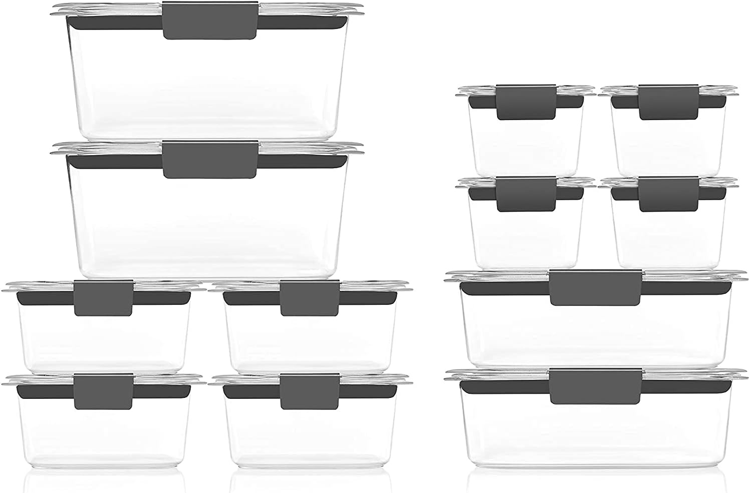 image:imageRubbermaid Brilliance BPAFree 3 Set Food Storage Containers with Lids Removable Trays Airtight LeakProof Ideal for Meal Prep Lunch and Leftovers24Piece