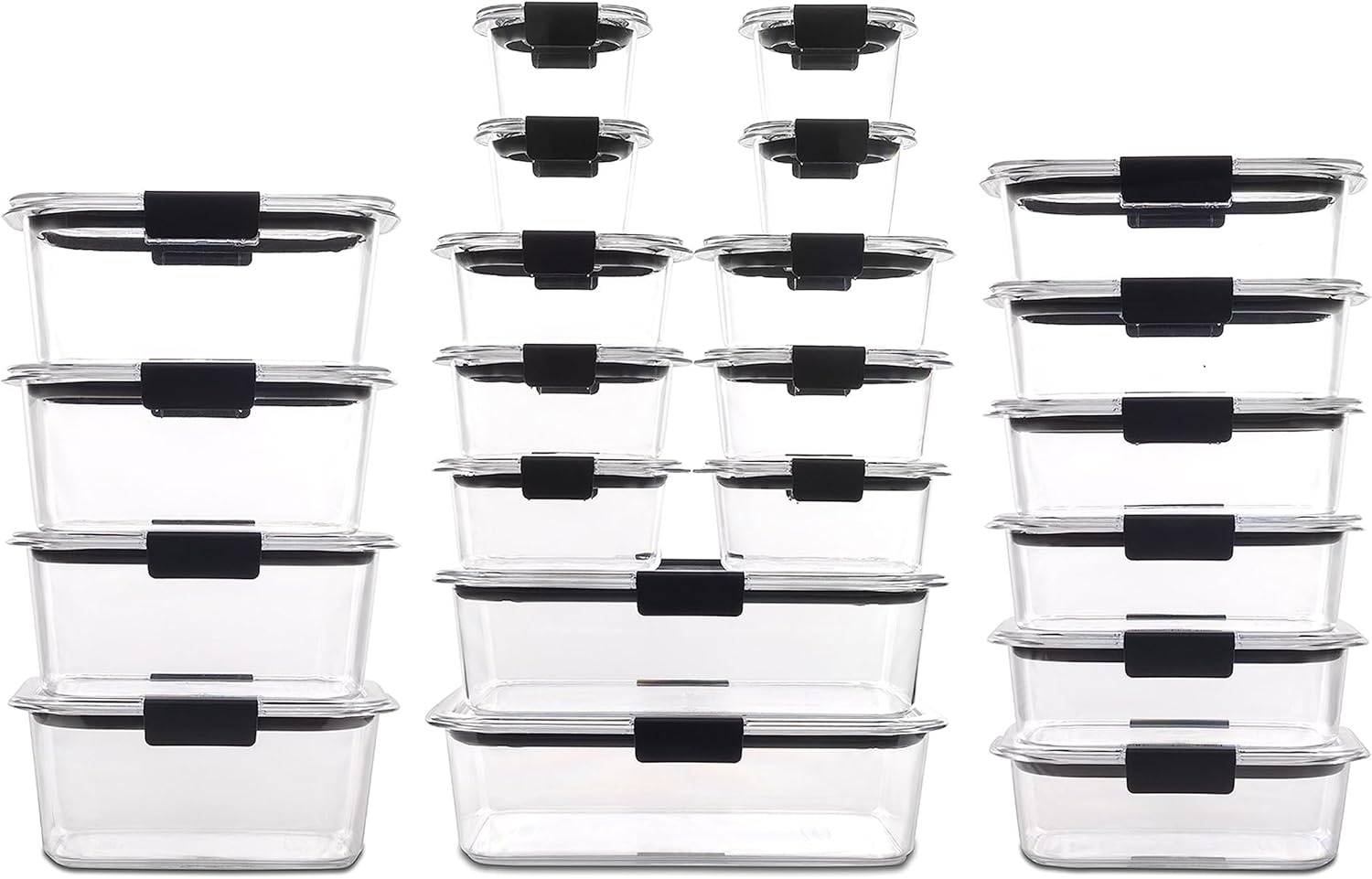 image:imageRubbermaid Brilliance BPAFree 3 Set Food Storage Containers with Lids Removable Trays Airtight LeakProof Ideal for Meal Prep Lunch and Leftovers44Piece