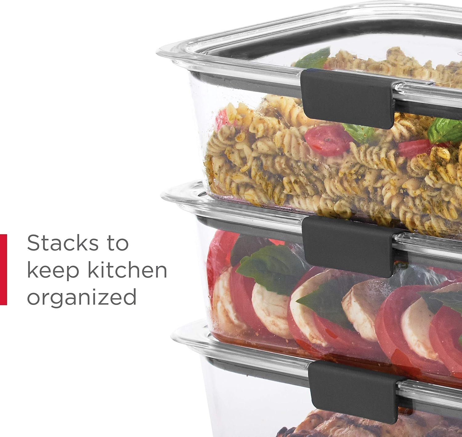 image:imageRubbermaid Brilliance BPAFree 3 Set Food Storage Containers with Lids Removable Trays Airtight LeakProof Ideal for Meal Prep Lunch and Leftovers6Piece