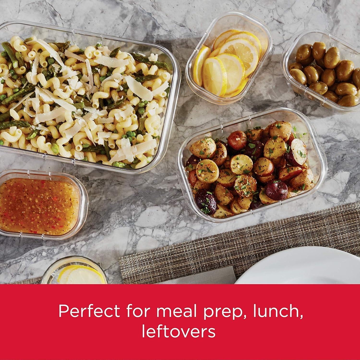 image:imageRubbermaid Brilliance BPAFree 3 Set Food Storage Containers with Lids Removable Trays Airtight LeakProof Ideal for Meal Prep Lunch and Leftovers6Piece