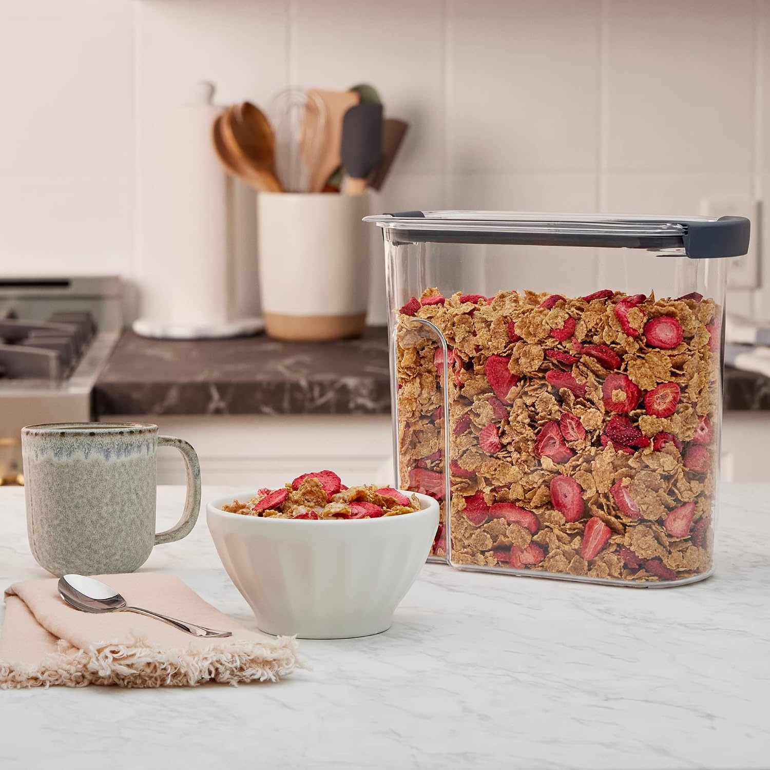 image:imageRubbermaid Brilliance BPAFree Food Storage Containers with Lids Airtight Kitchen and Pantry Organization Set Includes 3 Containers and Scoops Clear 16 cups18 Cup