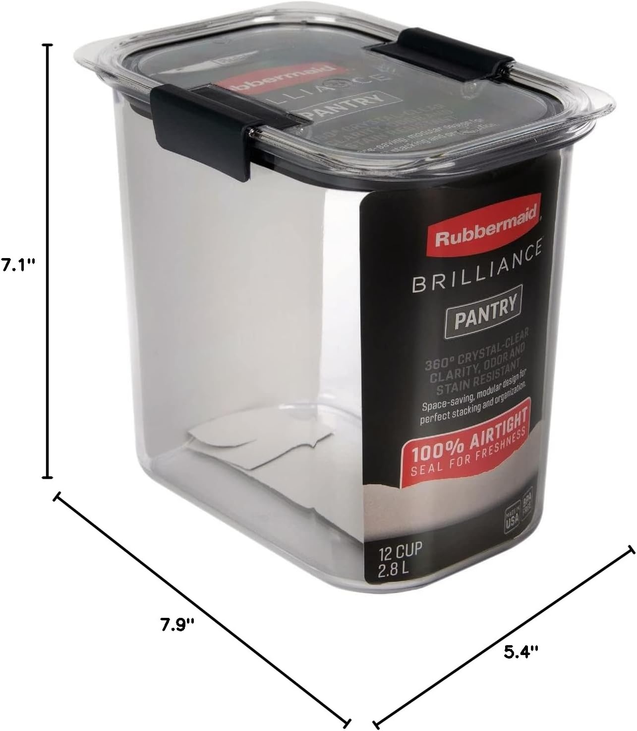 image:imageRubbermaid Brilliance BPAFree Food Storage Containers with Lids Airtight Kitchen and Pantry Organization Set Includes 3 Containers and Scoops Clear 16 cups12 Cup Pack of 2