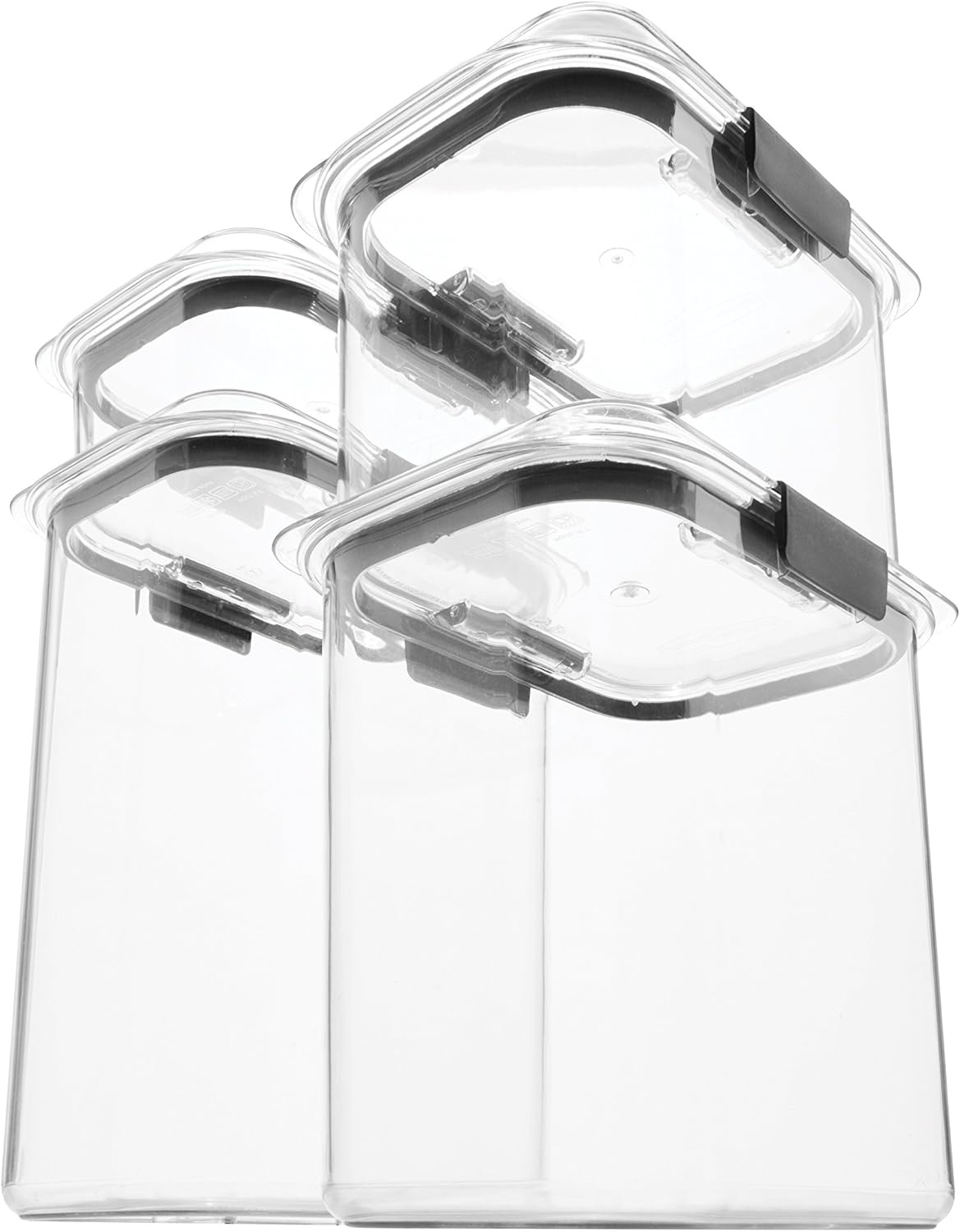 image:imageRubbermaid Brilliance BPAFree Food Storage Containers with Lids Airtight Kitchen and Pantry Organization Set Includes 3 Containers and Scoops Clear 16 cupsAssorted Sizes 8Piece