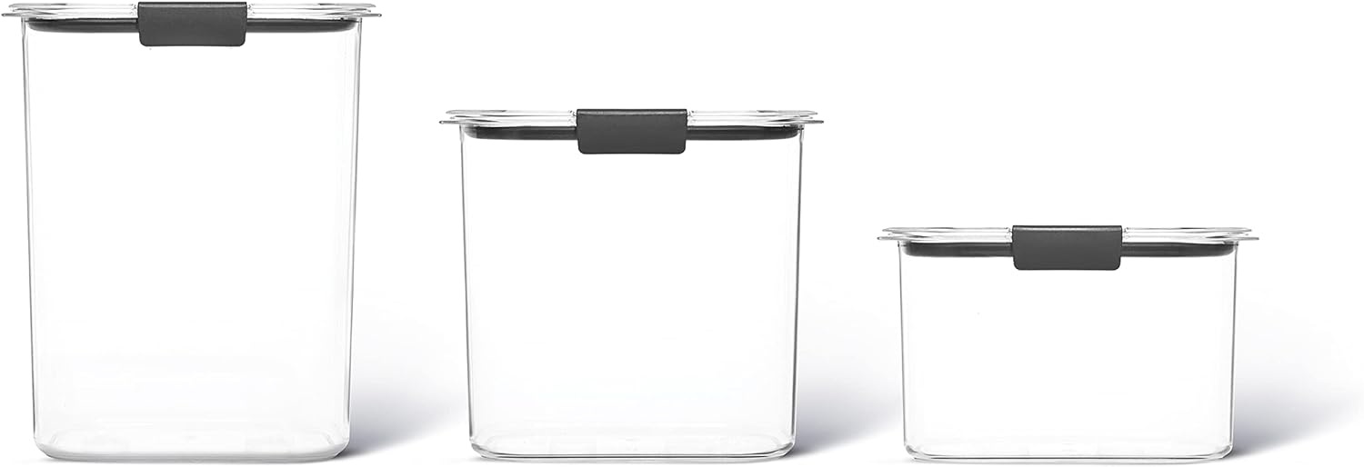 image:imageRubbermaid Brilliance BPAFree Food Storage Containers with Lids Airtight Kitchen and Pantry Organization Set Includes 3 Containers and Scoops Clear 16 cupsAssorted Sizes 6Piece