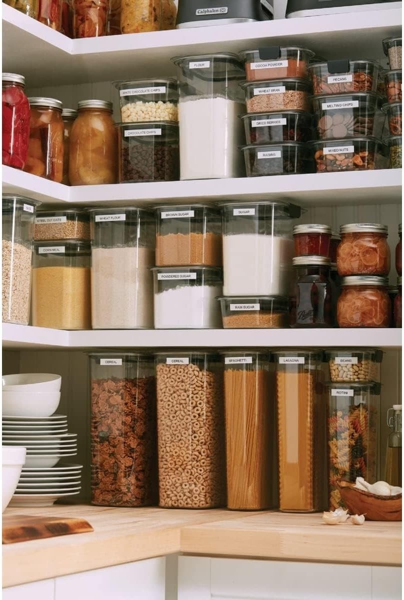 image:imageRubbermaid Brilliance BPAFree Food Storage Containers with Lids Airtight Kitchen and Pantry Organization Set Includes 3 Containers and Scoops Clear 16 cupsSet of 2