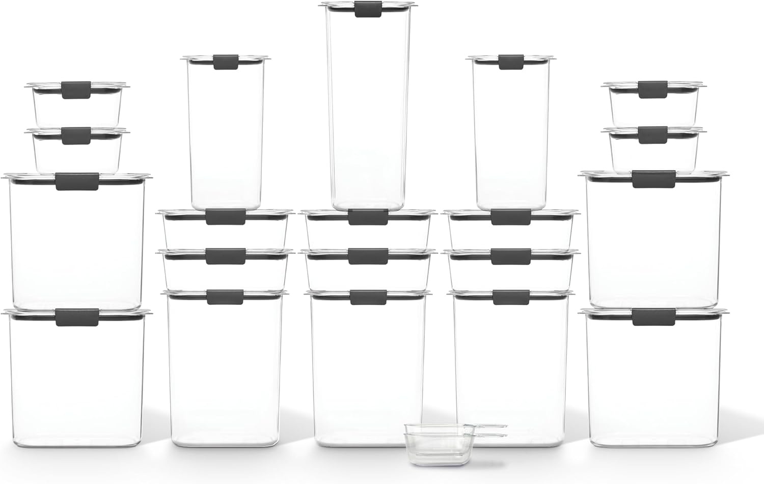 image:imageRubbermaid Brilliance BPAFree Food Storage Containers with Lids Airtight Kitchen and Pantry Organization Set Includes 3 Containers and Scoops Clear 16 cupsAssorted Sizes 40Piece