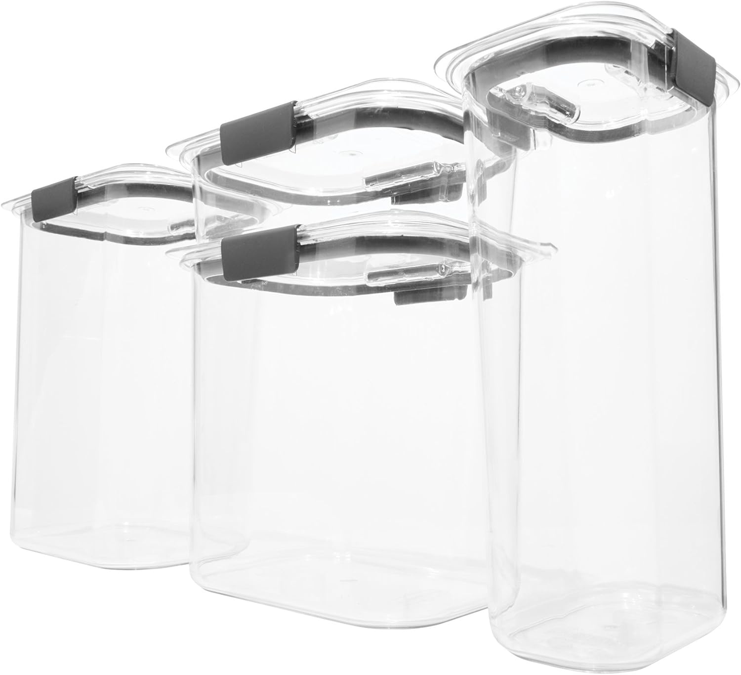 image:imageRubbermaid Brilliance BPAFree Food Storage Containers with Lids Airtight Kitchen and Pantry Organization Set Includes 3 Containers and Scoops Clear 16 cupsAssorted Sizes 8Piece Small