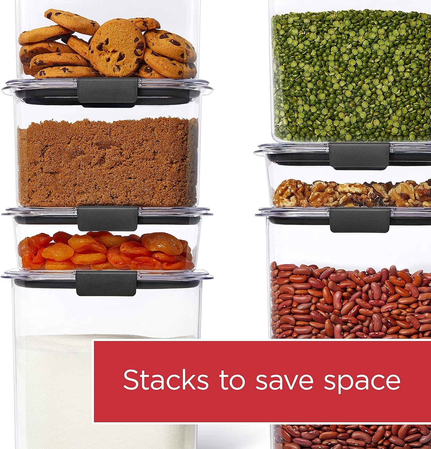 image:imageRubbermaid Brilliance BPAFree Food Storage Containers with Lids Airtight Kitchen and Pantry Organization Set Includes 3 Containers and Scoops Clear 16 cups78 Cup