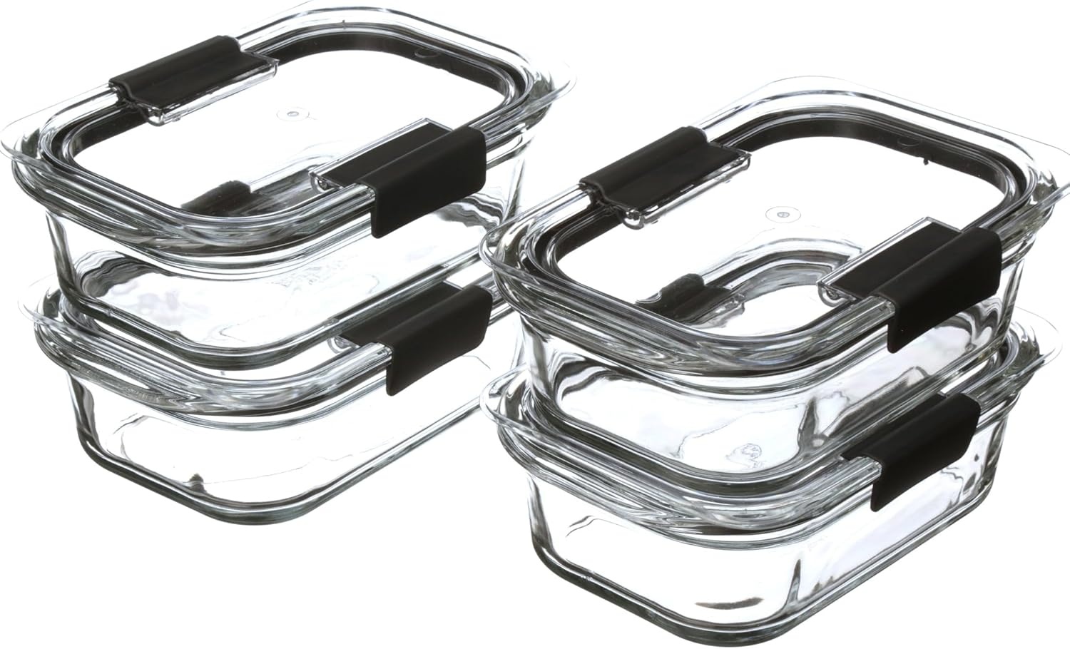 image:imageRubbermaid Brilliance Glass Round LeakProof 6Piece Set Food Storage Containers Food Containers with Lids Meal Prep Containers32 Cup 8Piece