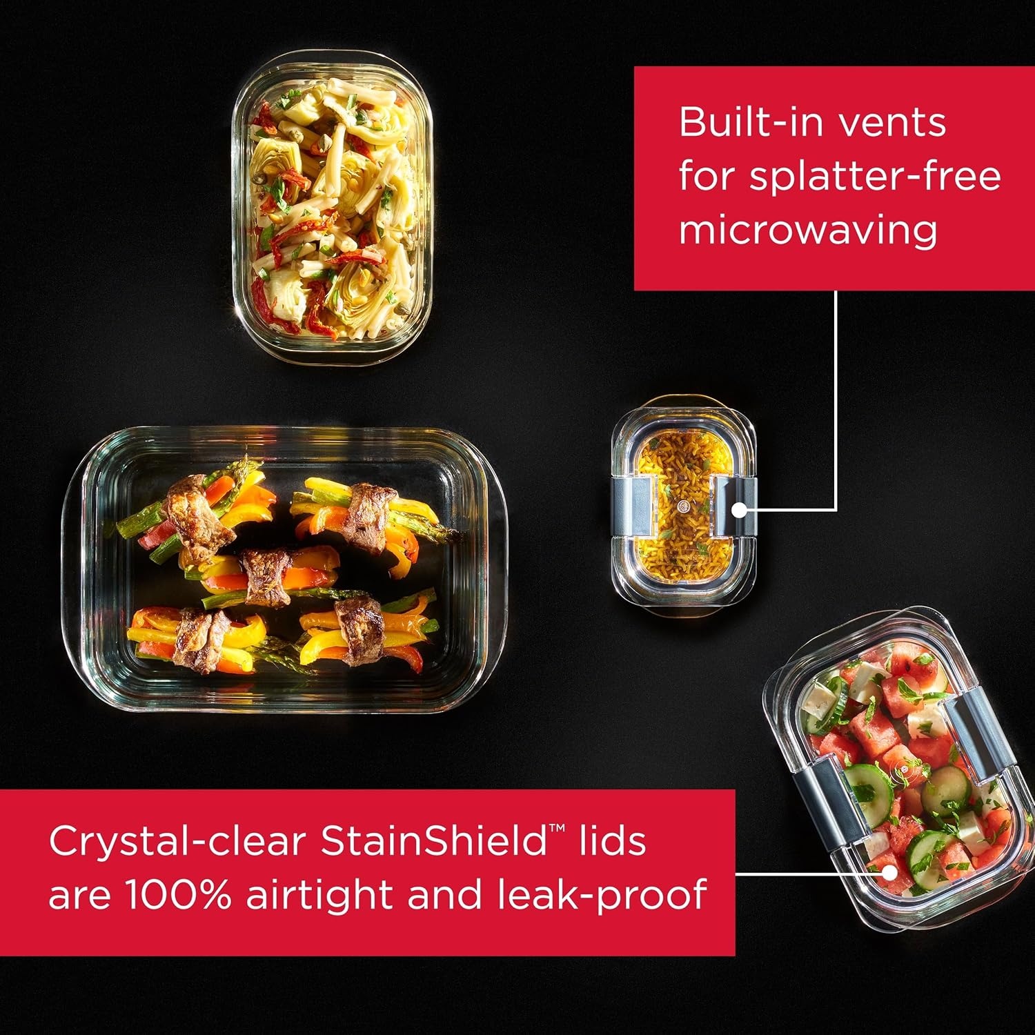 image:imageRubbermaid Brilliance Glass Round LeakProof 6Piece Set Food Storage Containers Food Containers with Lids Meal Prep Containers32 Cup 8Piece