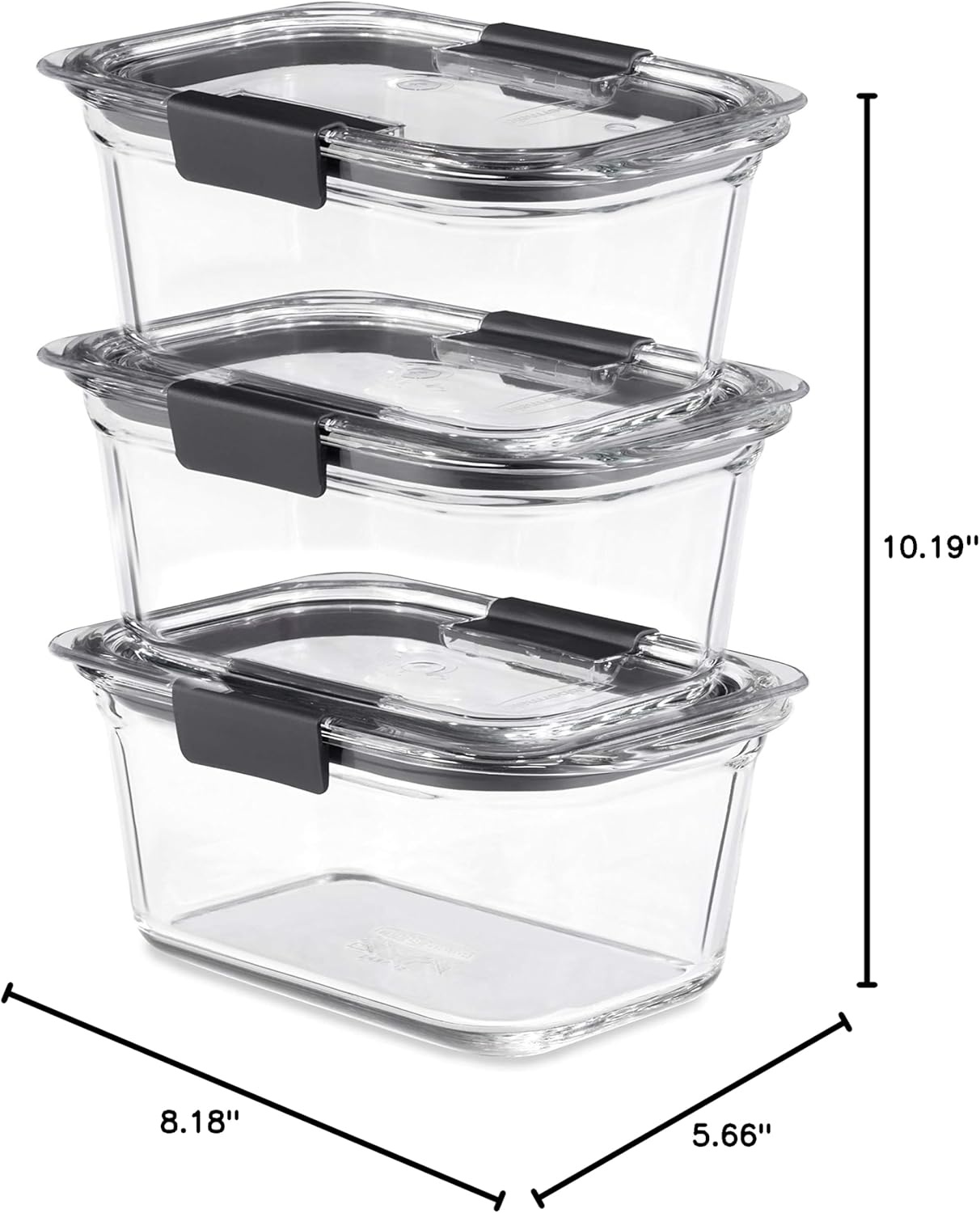 image:imageRubbermaid Brilliance Glass Round LeakProof 6Piece Set Food Storage Containers Food Containers with Lids Meal Prep Containers47 cups 6Piece
