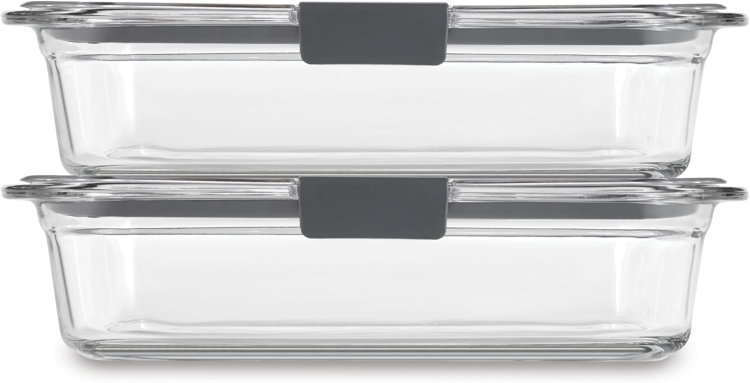 image:imageRubbermaid Brilliance Glass Round LeakProof 6Piece Set Food Storage Containers Food Containers with Lids Meal Prep Containers8 cups 4Piece