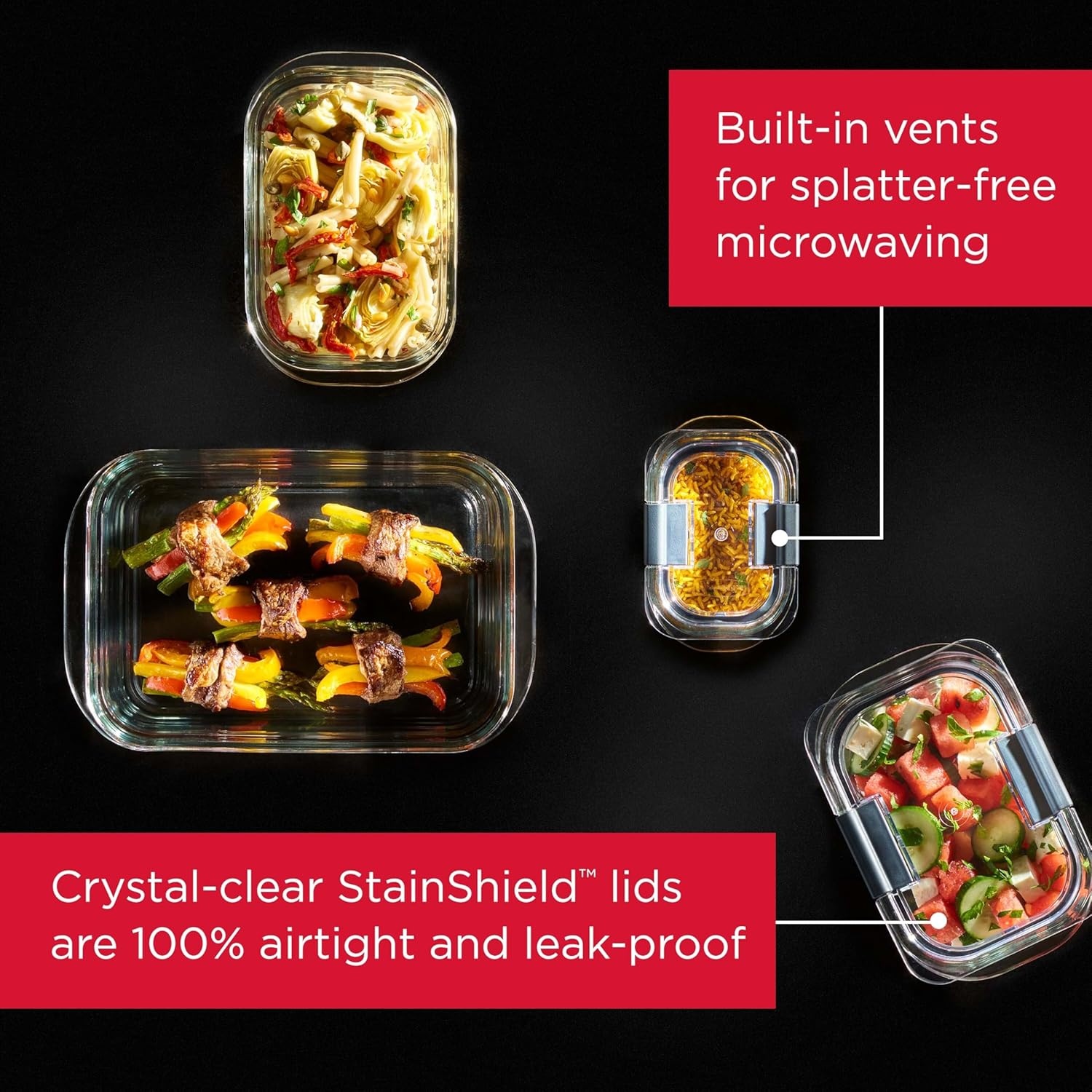 image:imageRubbermaid Brilliance Glass Round LeakProof 6Piece Set Food Storage Containers Food Containers with Lids Meal Prep Containers8 cups 4Piece