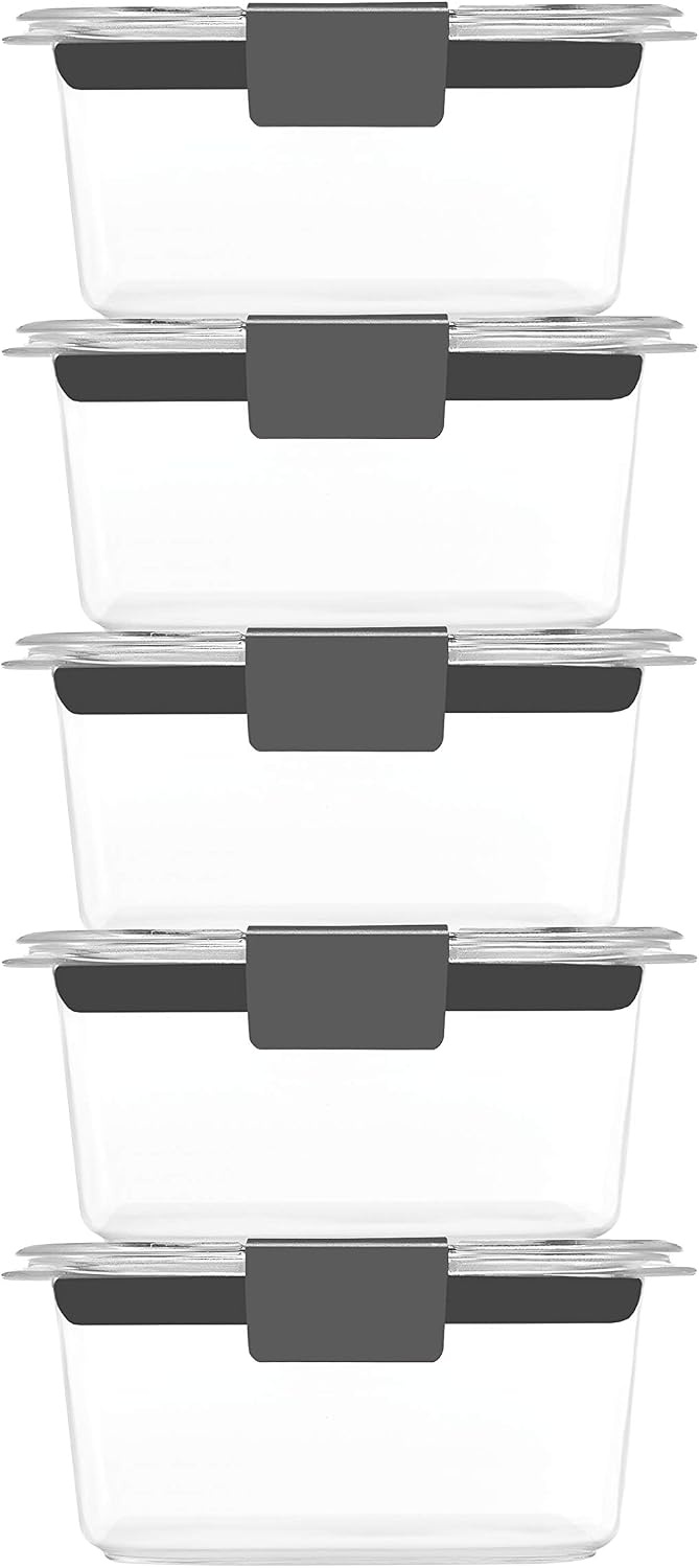 image:imageRubbermaid Brilliance Tritan Plastic Food Storage Containers BPA Free Airtight Lids Ideal for Lunch Meal Prep amp Leftovers Set of 5 32 Cup13 cup 10Piece