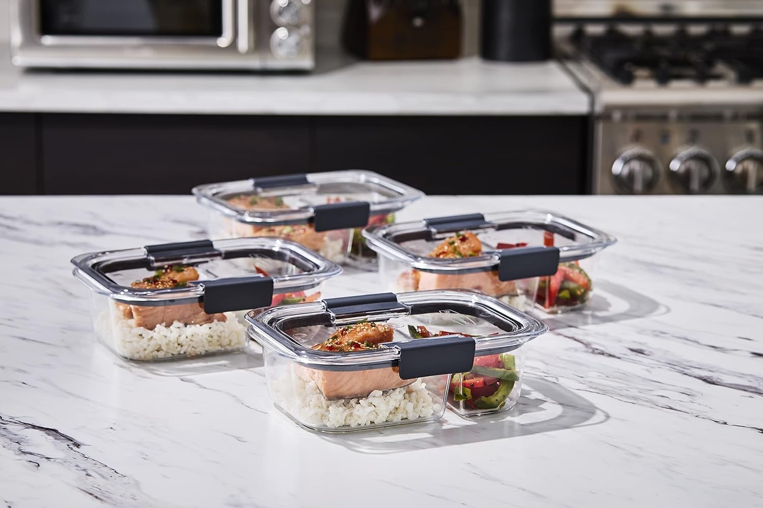 image:imageRubbermaid Brilliance Tritan Plastic Food Storage Containers BPA Free Airtight Lids Ideal for Lunch Meal Prep amp Leftovers Set of 5 32 Cup285 cup 10Piece