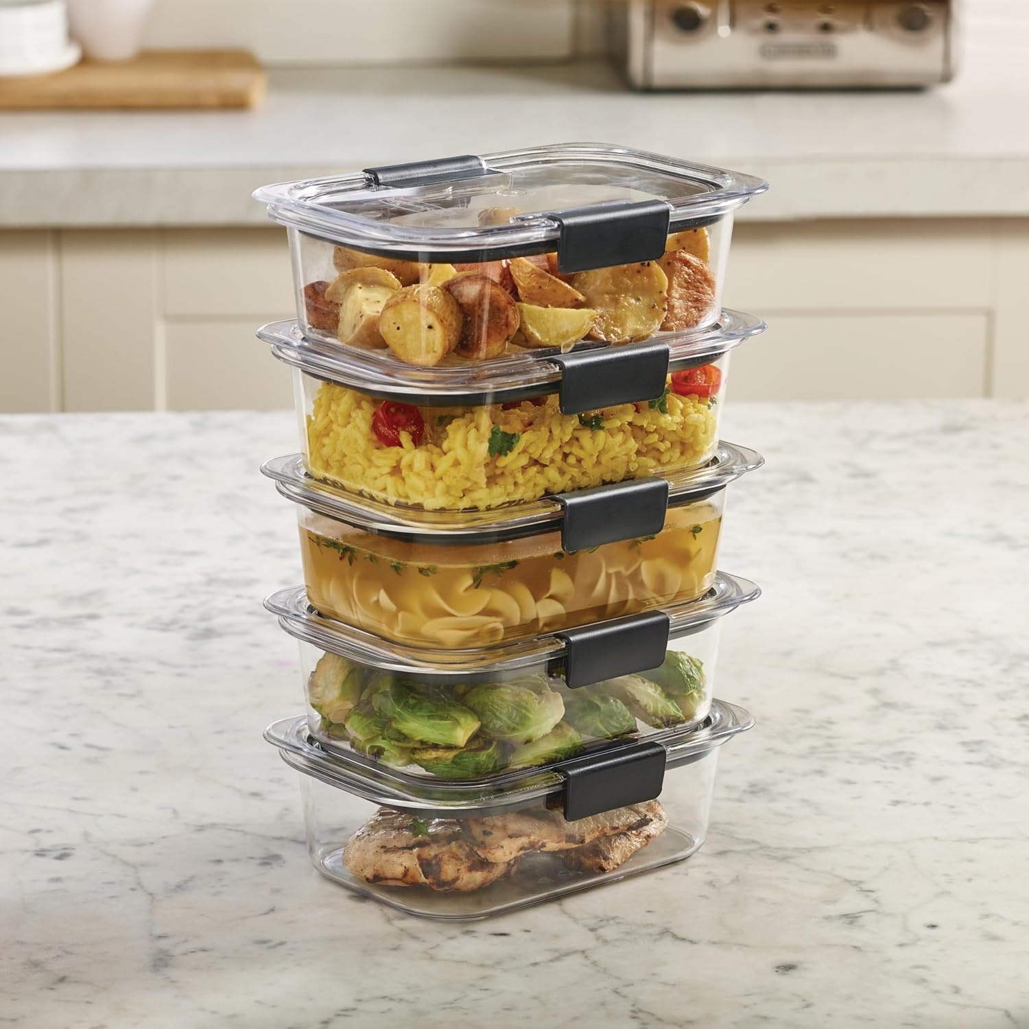 image:imageRubbermaid Brilliance Tritan Plastic Food Storage Containers BPA Free Airtight Lids Ideal for Lunch Meal Prep amp Leftovers Set of 5 32 Cup32 cup 10Piece