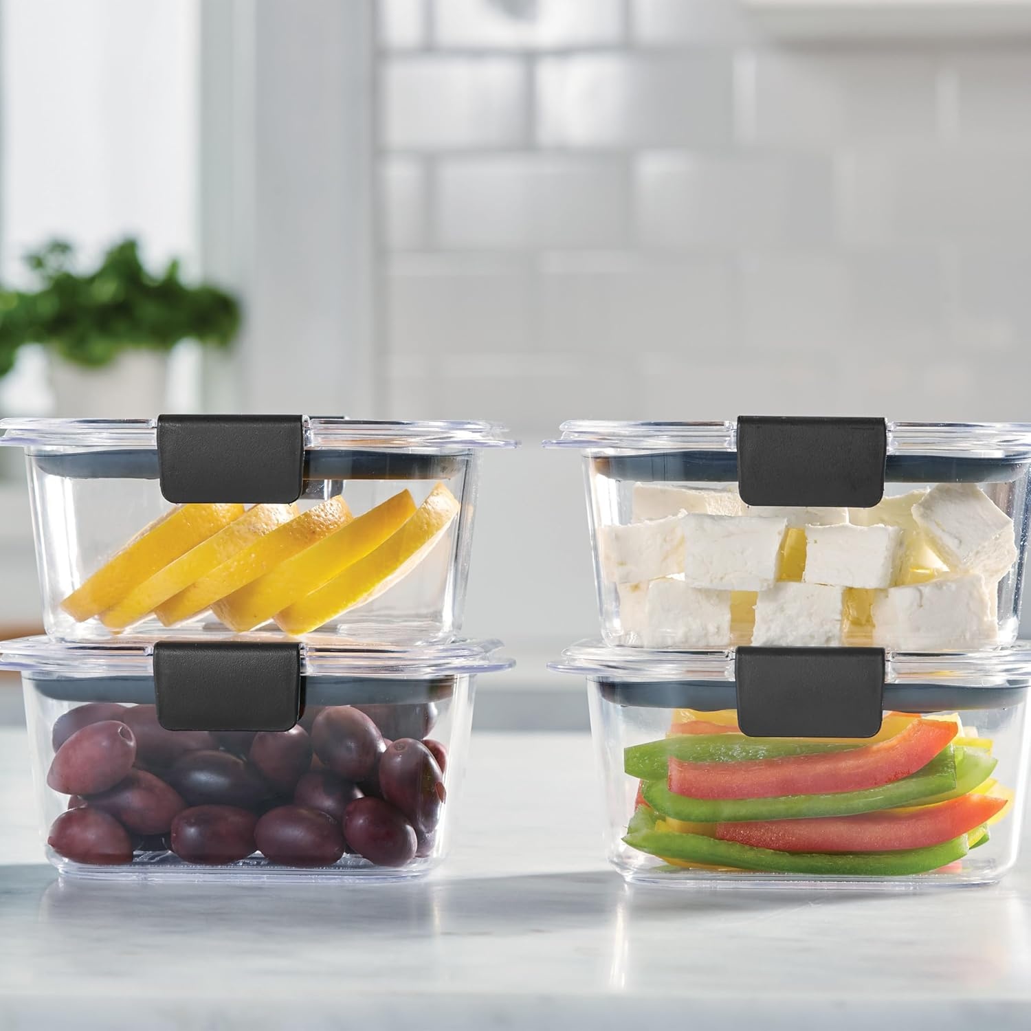 image:imageRubbermaid Brilliance Tritan Plastic Food Storage Containers BPA Free Airtight Lids Ideal for Lunch Meal Prep amp Leftovers Set of 5 32 Cup47 cup 8Piece