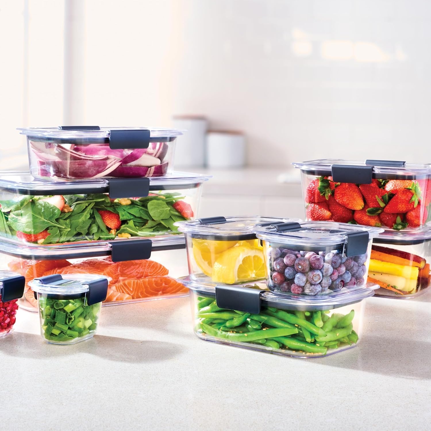 image:imageRubbermaid Brilliance Tritan Plastic Food Storage Containers BPA Free Airtight Lids Ideal for Lunch Meal Prep amp Leftovers Set of 5 32 Cup47 cup 8Piece