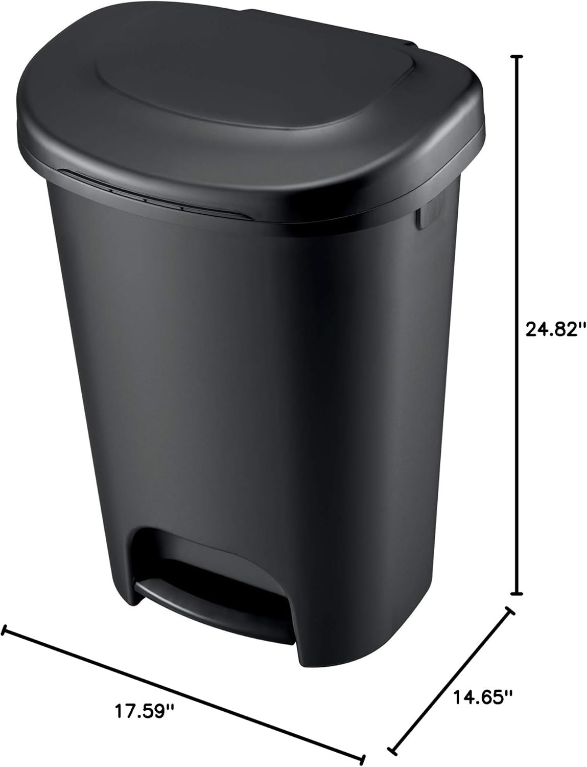 image:imageRubbermaid Classic StepOn Trash Can with Lid 13Gallon Black Easy Clean Wastebasket for HomeKitchenBedroomOfficeGarageBlack