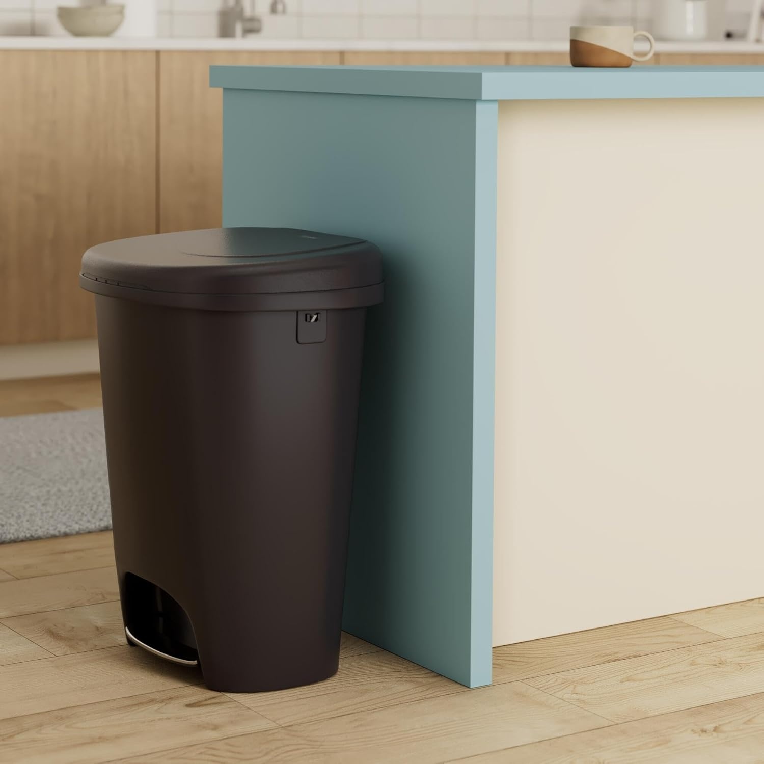 image:imageRubbermaid Classic StepOn Trash Can with Lid 13Gallon Black Easy Clean Wastebasket for HomeKitchenBedroomOfficeGarageBlack