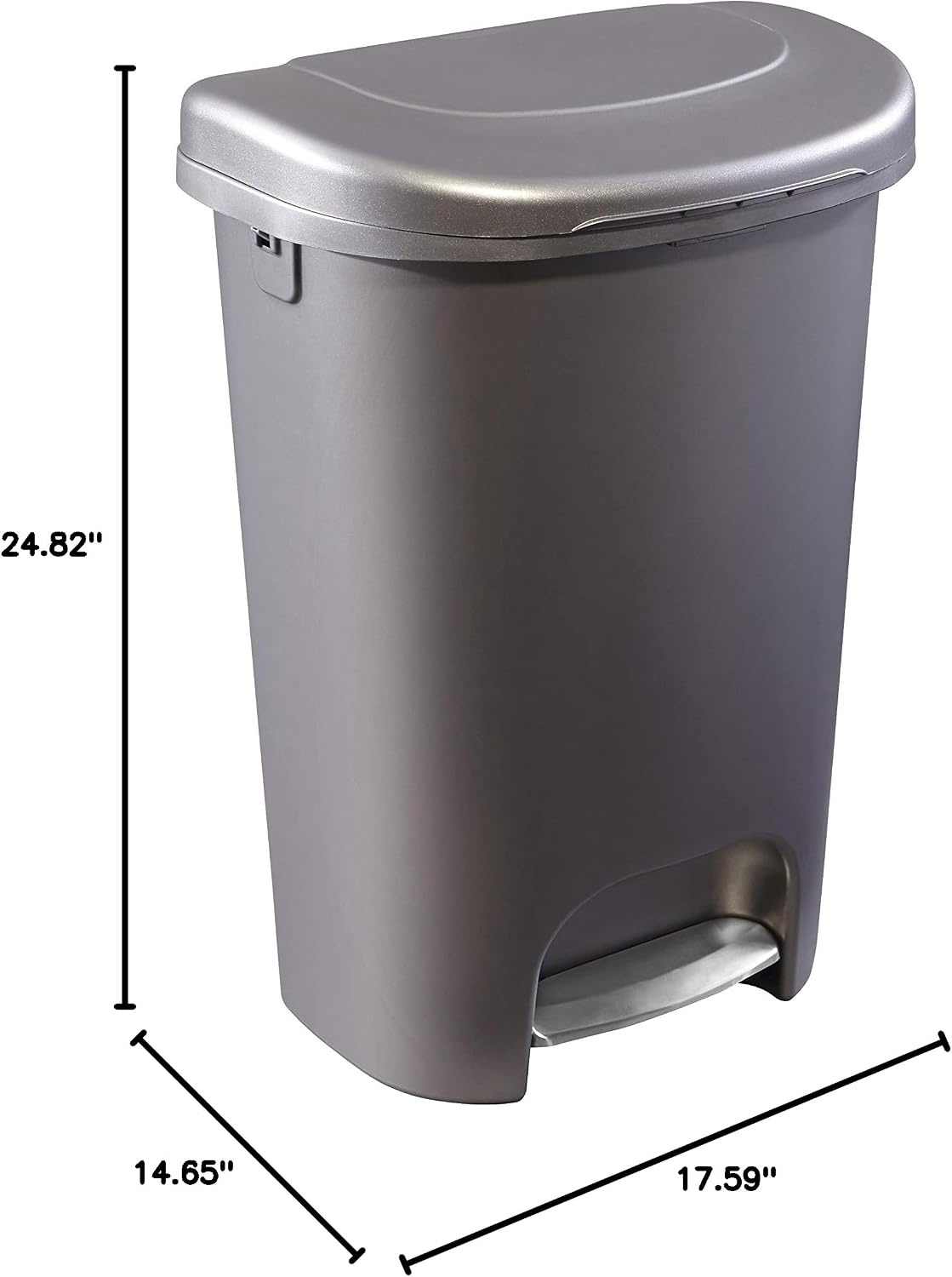image:imageRubbermaid Classic StepOn Trash Can with Lid 13Gallon Black Easy Clean Wastebasket for HomeKitchenBedroomOfficeGarageBronze