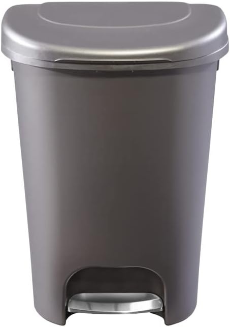 image:imageRubbermaid Classic StepOn Trash Can with Lid 13Gallon Black Easy Clean Wastebasket for HomeKitchenBedroomOfficeGarageBronze