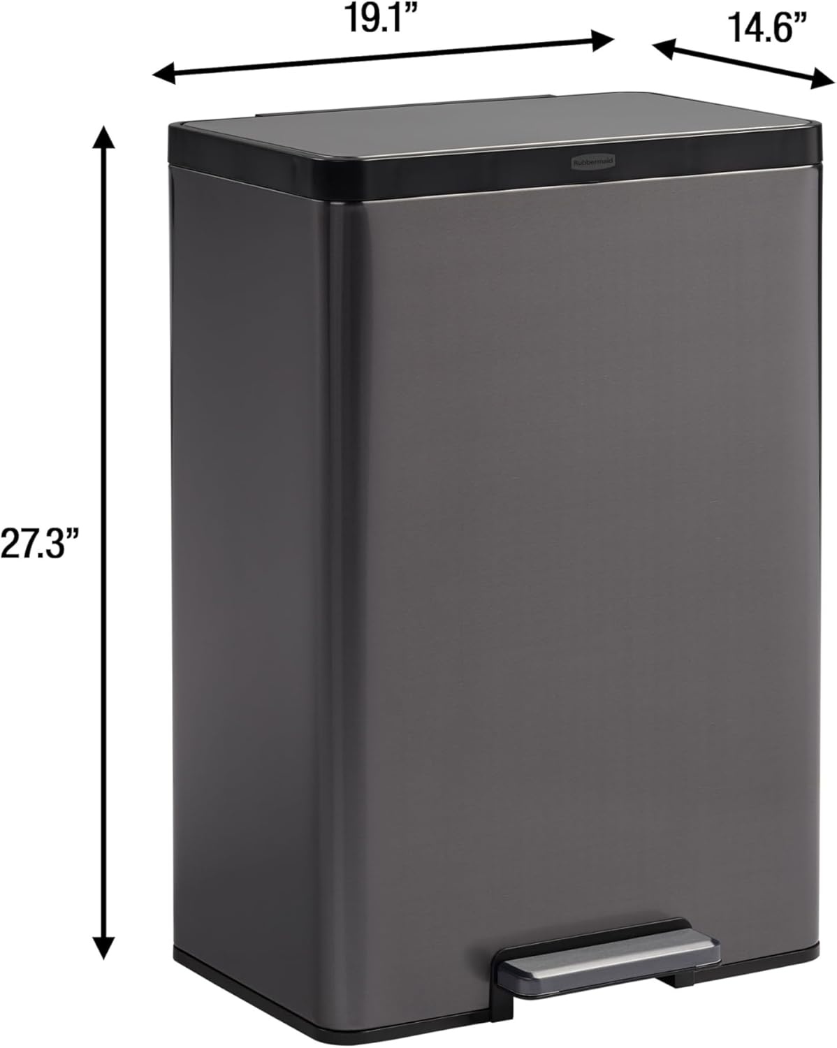 image:imageRubbermaid Elite Stainless Steel Metal Dual Stream StepOn Trash Can for Waste and Recycling 159 Gallon Charcoal Trash and Recycle Bin Combo for HomeKitchenGarageApartmentOffice105 Gallon