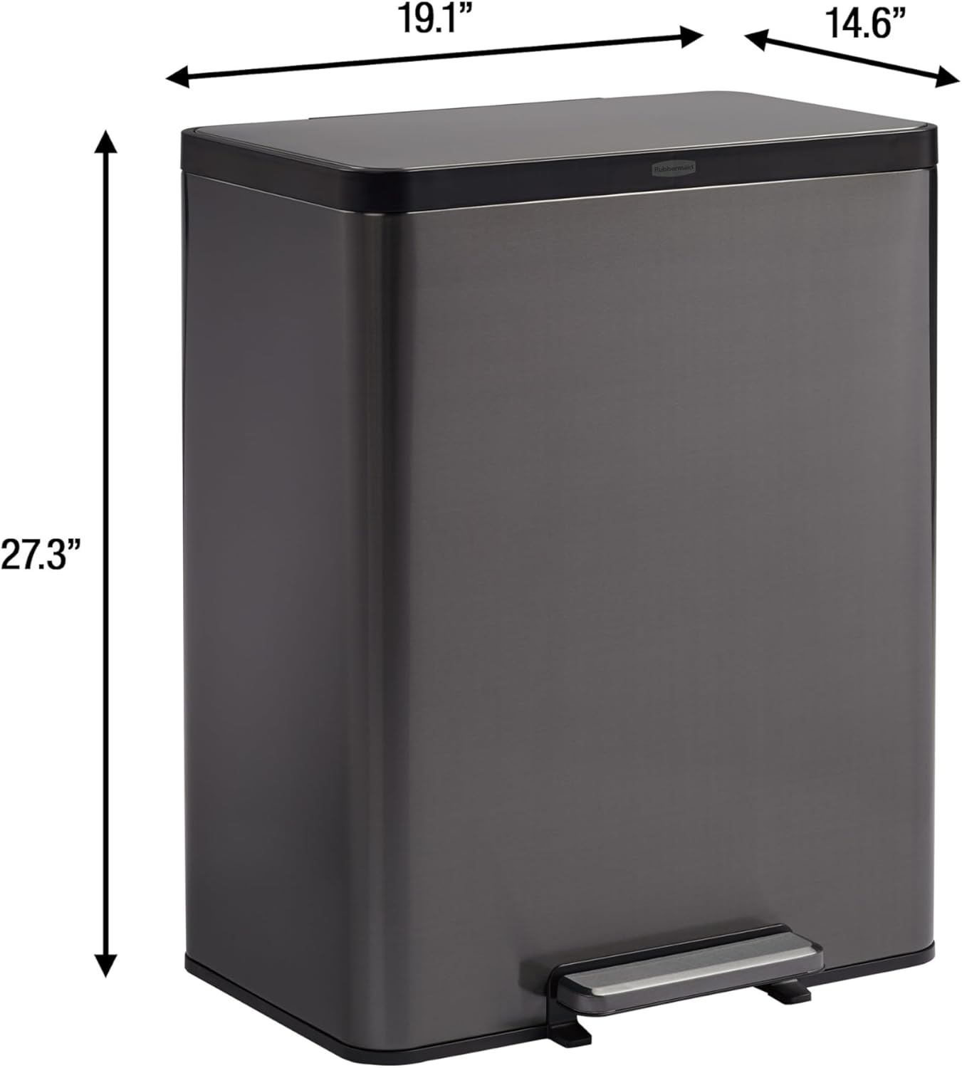 image:imageRubbermaid Elite Stainless Steel Metal Dual Stream StepOn Trash Can for Waste and Recycling 159 Gallon Charcoal Trash and Recycle Bin Combo for HomeKitchenGarageApartmentOffice158 Gallon