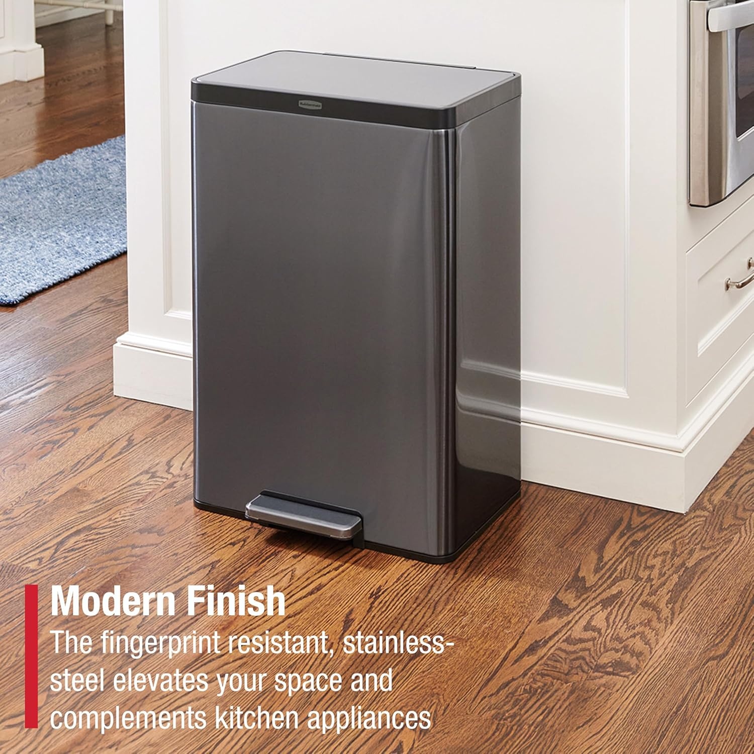 image:imageRubbermaid Elite Stainless Steel Metal Dual Stream StepOn Trash Can for Waste and Recycling 159 Gallon Charcoal Trash and Recycle Bin Combo for HomeKitchenGarageApartmentOffice105 Gallon