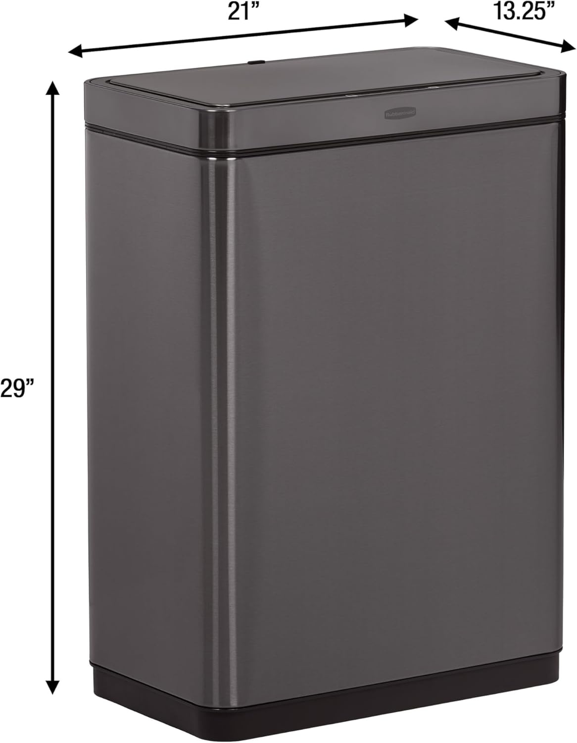 image:imageRubbermaid Elite Stainless Steel Slim Sensor Trash Can 12Gallon Batteries Included Charcoal Wastebasket for HomeKitchenHotelLobbyOffice 118GSensor