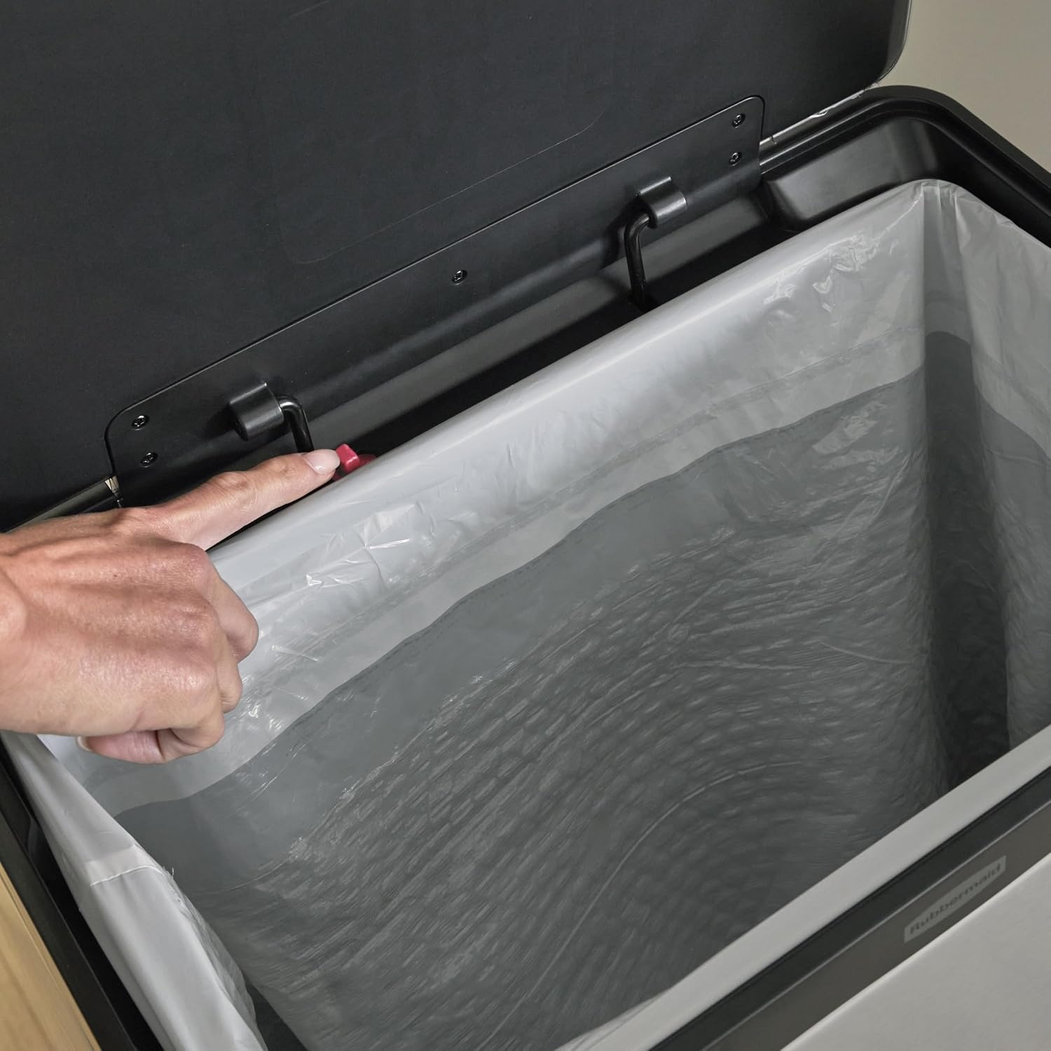 image:imageRubbermaid Elite Stainless Steel StepOn Trash Can 12 Gallon Charcoal Wastebasket for HomeKitchenGarageApartmentOfficeStainless Steel