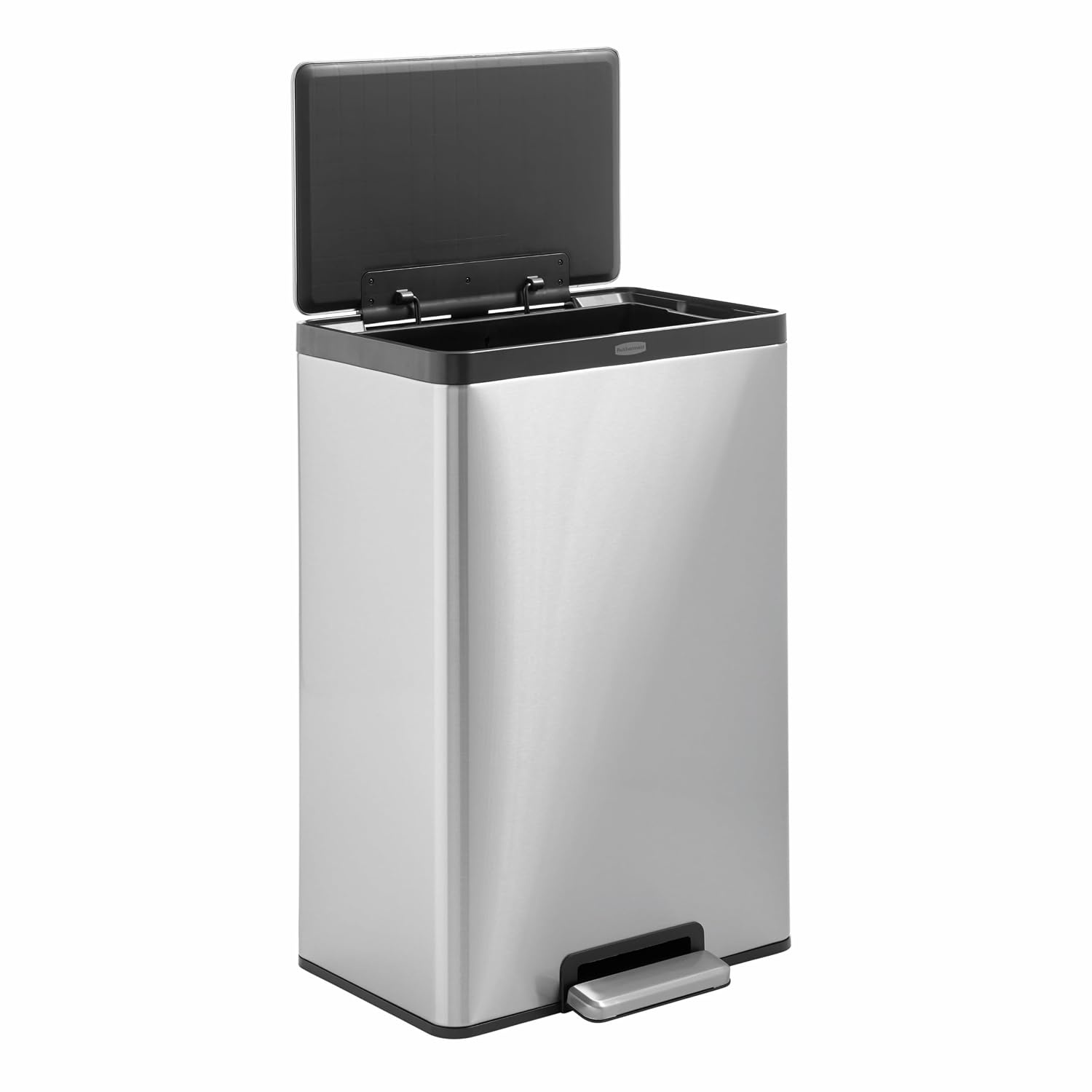 image:imageRubbermaid Elite Stainless Steel StepOn Trash Can 12 Gallon Charcoal Wastebasket for HomeKitchenGarageApartmentOfficeStainless Steel