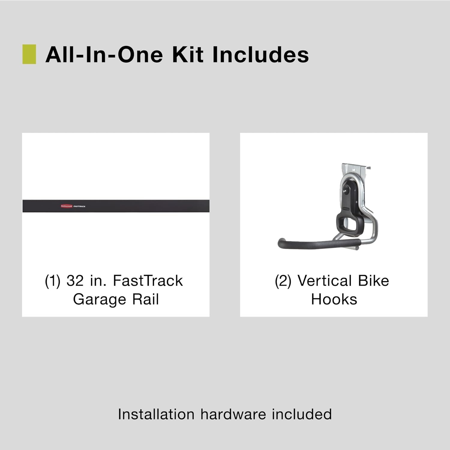 image:imageRubbermaid FastTrack Garage Storage Utility Hooks 5 Piece Black All in One Rail Hook Kit and Tool Organizer Heavy Duty for HomeGarageShedGarden1 Rail 2 Hooks