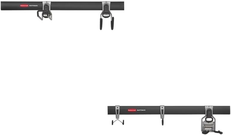 image:imageRubbermaid FastTrack Garage Storage Utility Hooks 5 Piece Black All in One Rail Hook Kit and Tool Organizer Heavy Duty for HomeGarageShedGarden2 Rails 5 Hooks