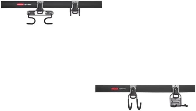 image:imageRubbermaid FastTrack Garage Storage Utility Hooks 5 Piece Black All in One Rail Hook Kit and Tool Organizer Heavy Duty for HomeGarageShedGarden2 Rails 4 Hooks