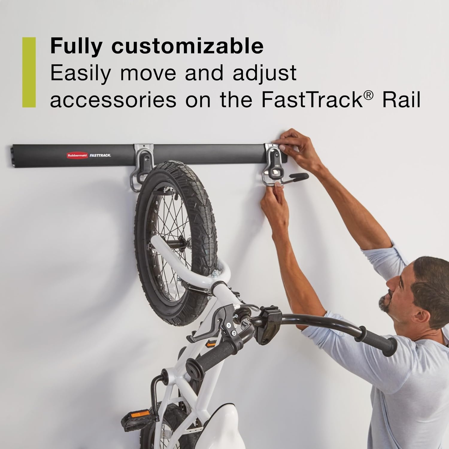 image:imageRubbermaid FastTrack Garage Storage Utility Hooks 5 Piece Black All in One Rail Hook Kit and Tool Organizer Heavy Duty for HomeGarageShedGarden4 Rails 11 Hooks