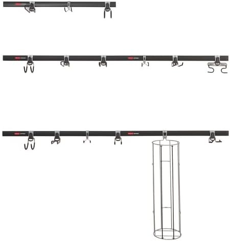 image:imageRubbermaid FastTrack Garage Storage Utility Hooks 5 Piece Black All in One Rail Hook Kit and Tool Organizer Heavy Duty for HomeGarageShedGarden5 Rails 15 Hooks