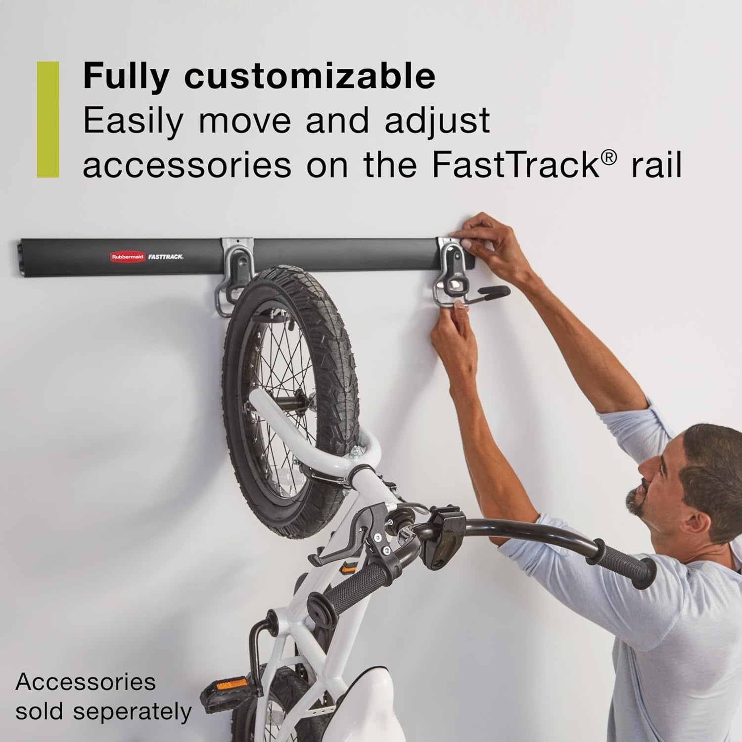 image:imageRubbermaid FastTrack Garage Storage Utility Hooks 5 Piece Black All in One Rail Hook Kit and Tool Organizer Heavy Duty for HomeGarageShedGarden6 Rails 18 Hooks
