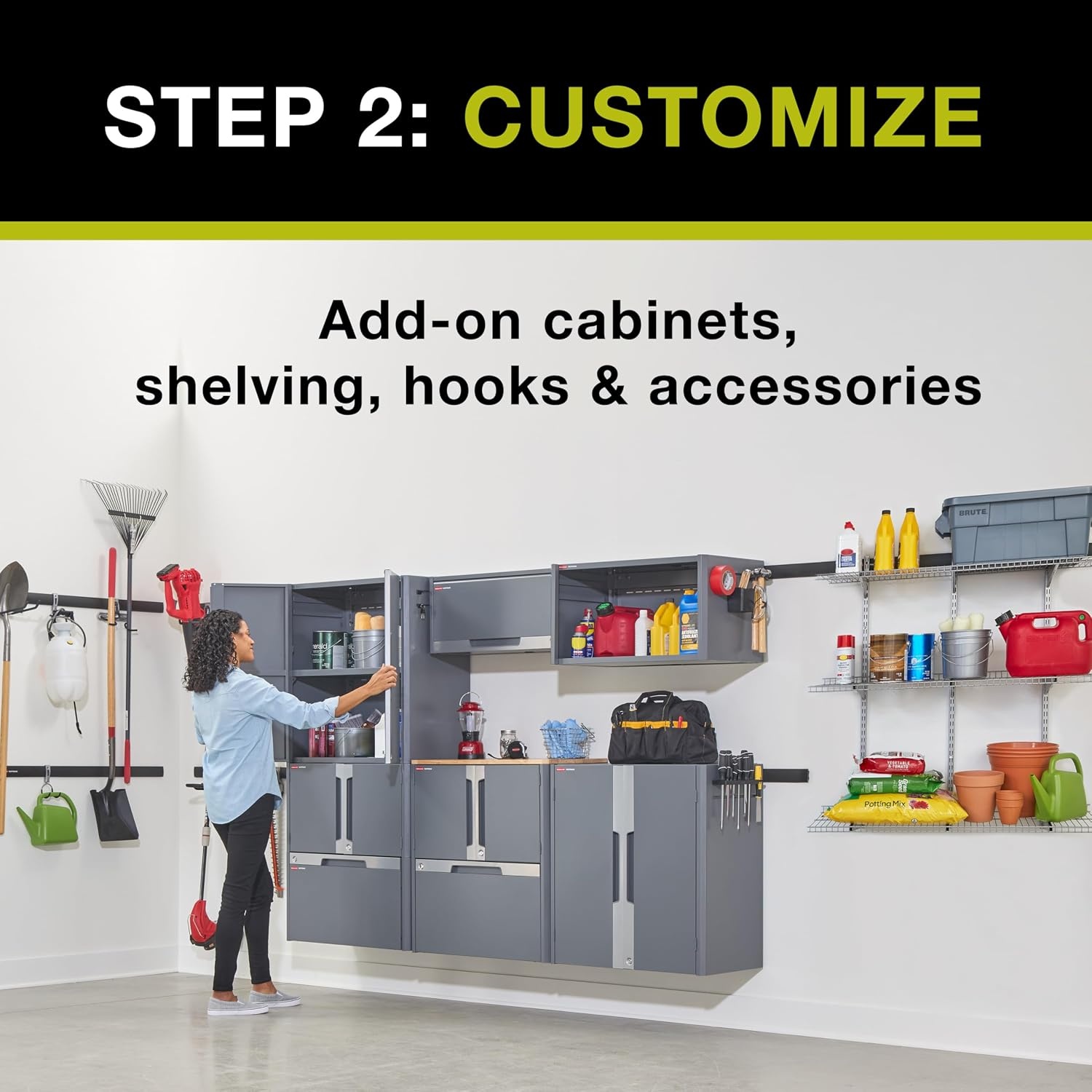 image:imageRubbermaid FastTrack Single Drawer Cabinet Garage Storage Systems Garage Organization2 Doors Large