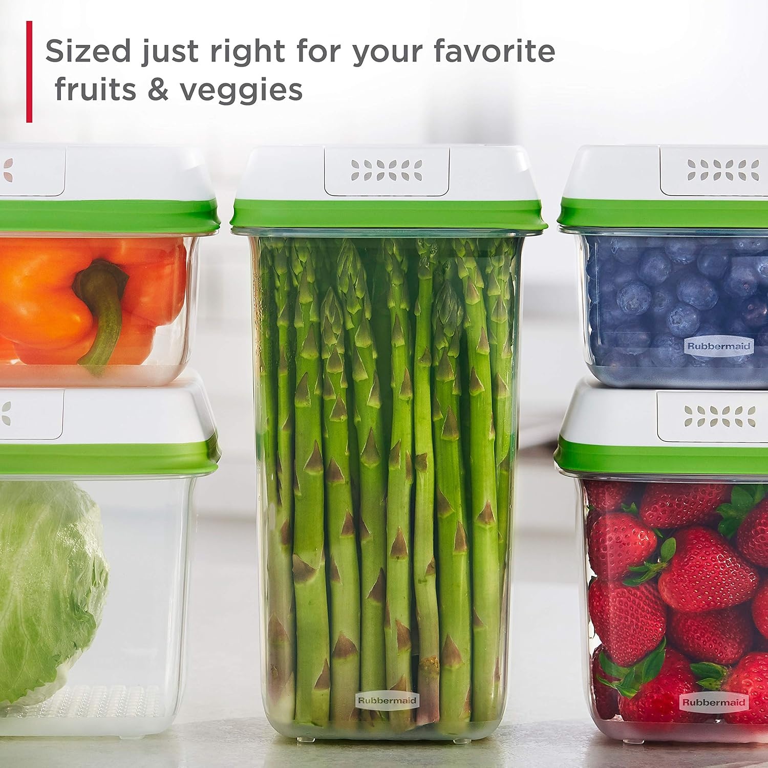 image:imageRubbermaid FreshWorks Produce Saver Medium and Large Storage Containers 6 Piece Set2Pack 72 Cup