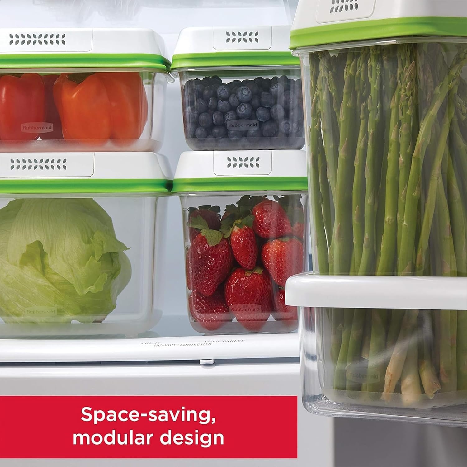 image:imageRubbermaid FreshWorks Produce Saver Medium and Large Storage Containers 6 Piece Set3Pack Assorted Sizes